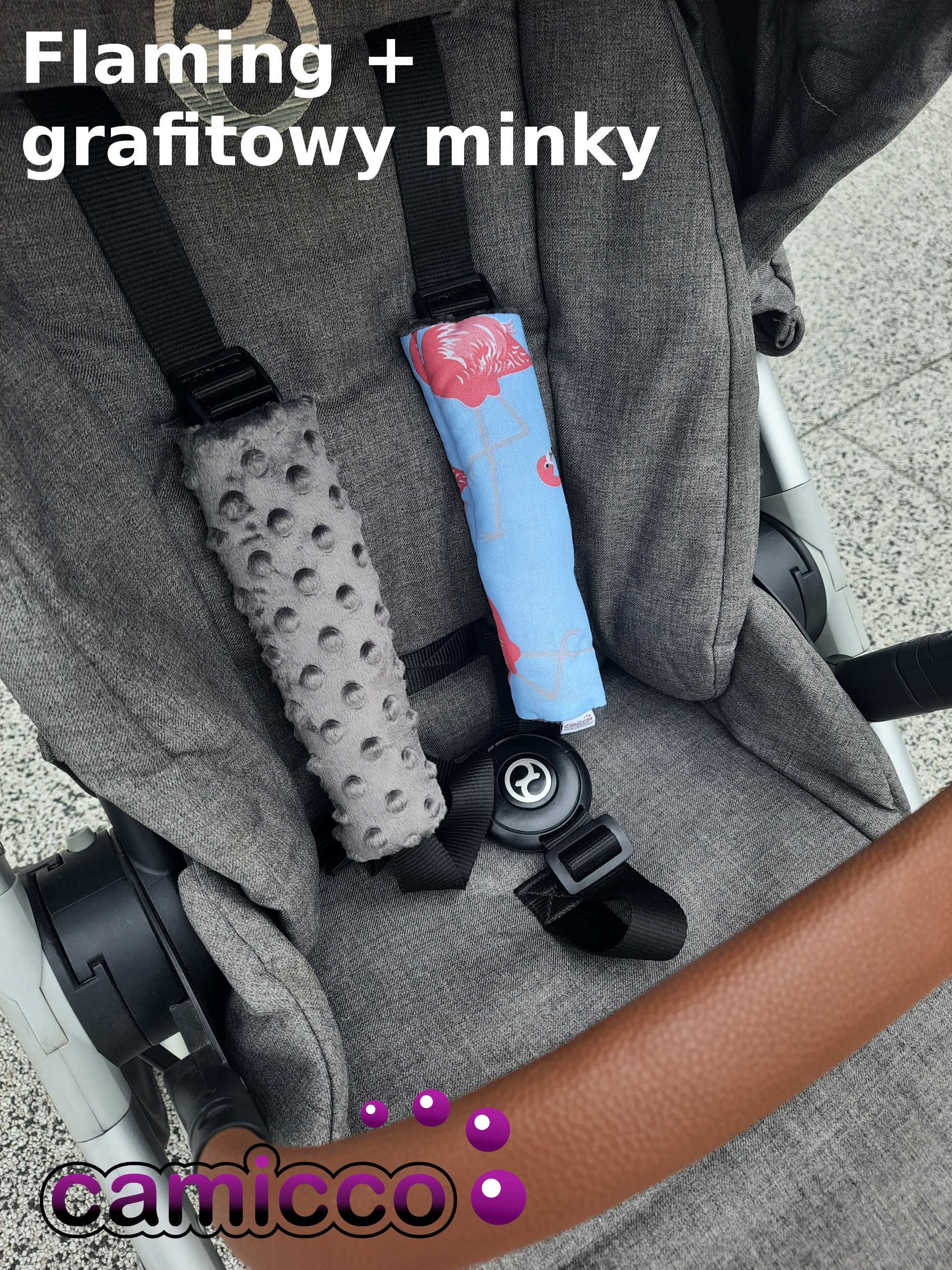6 DWUSTRONNE ochraniacze osłonki MINKY PASY wózka fotelika osłonka