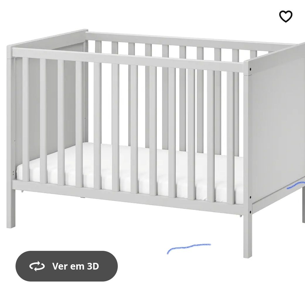 Berço cinza 2 posiçoes