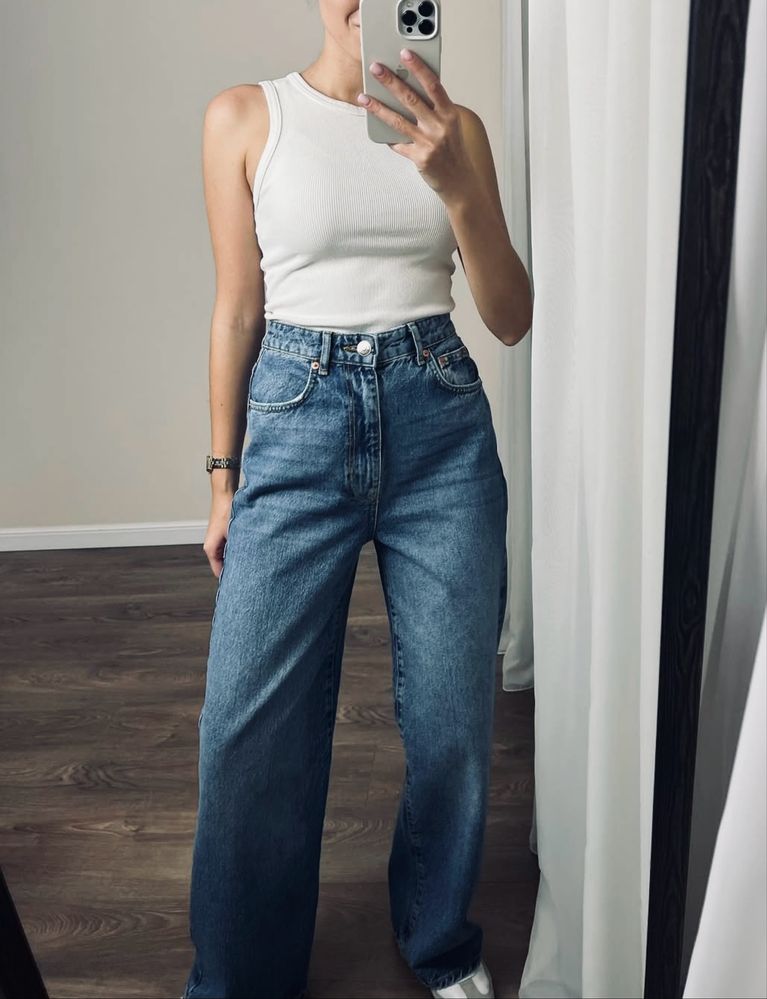 Джинсы клеш wide leg широкі баггі