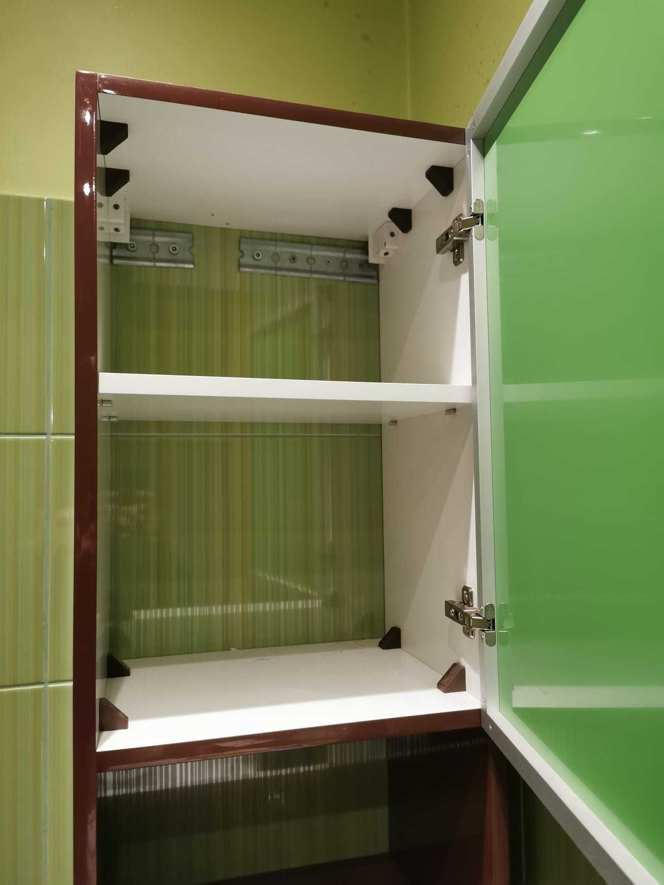 Wisząca lakierowana szafka łazienkowa 160,5x40x32,5 cm brązowy/zielony