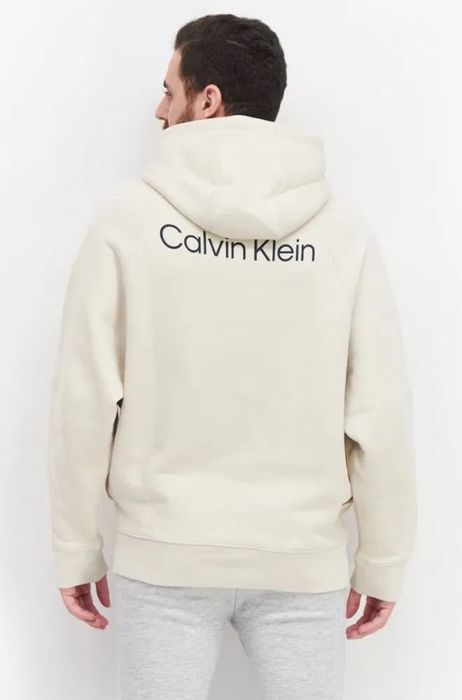 Худи бежевое/кремовое оверсайз унисекс Calvin Klein oversize