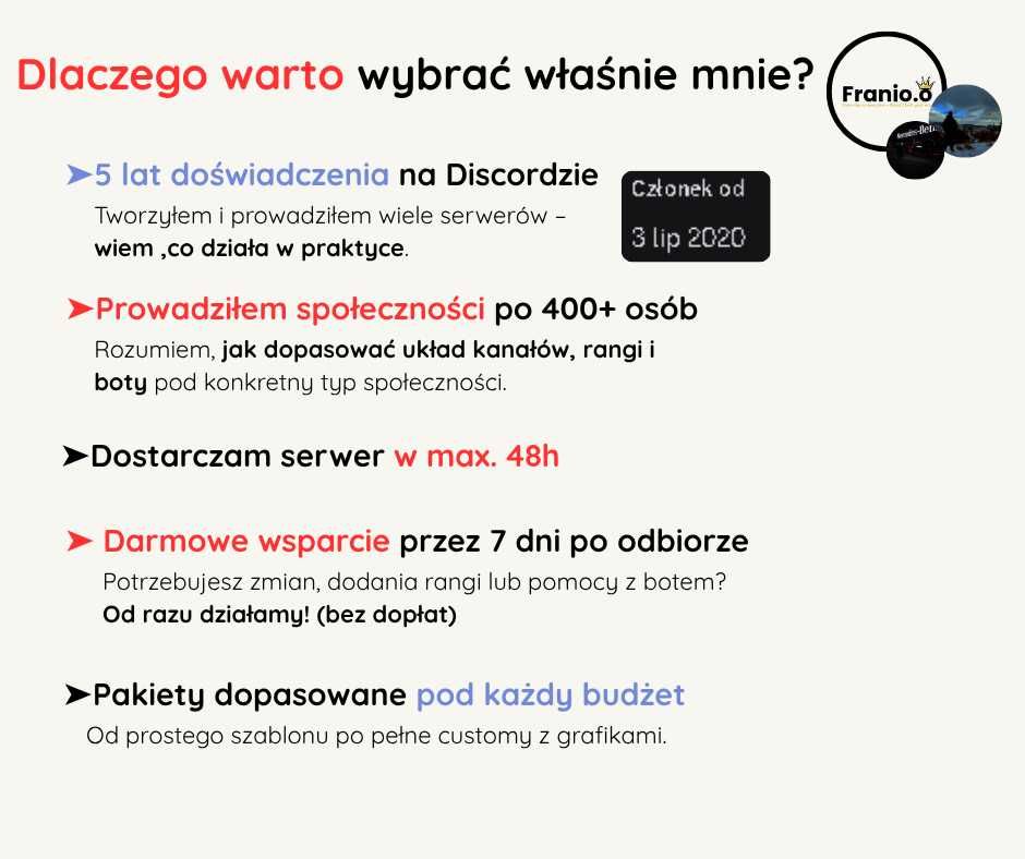 Profesjonalny serwer Discord • Szablon / Full Custom / Boty