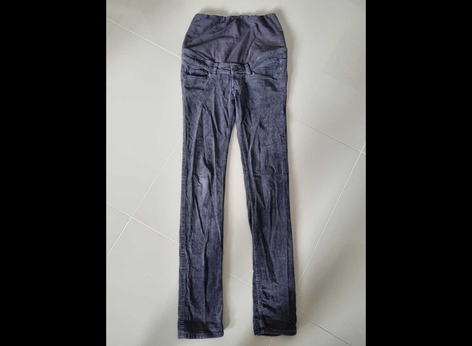 Spodnie ciążowe H&M szare sztruksowe rozm 36
