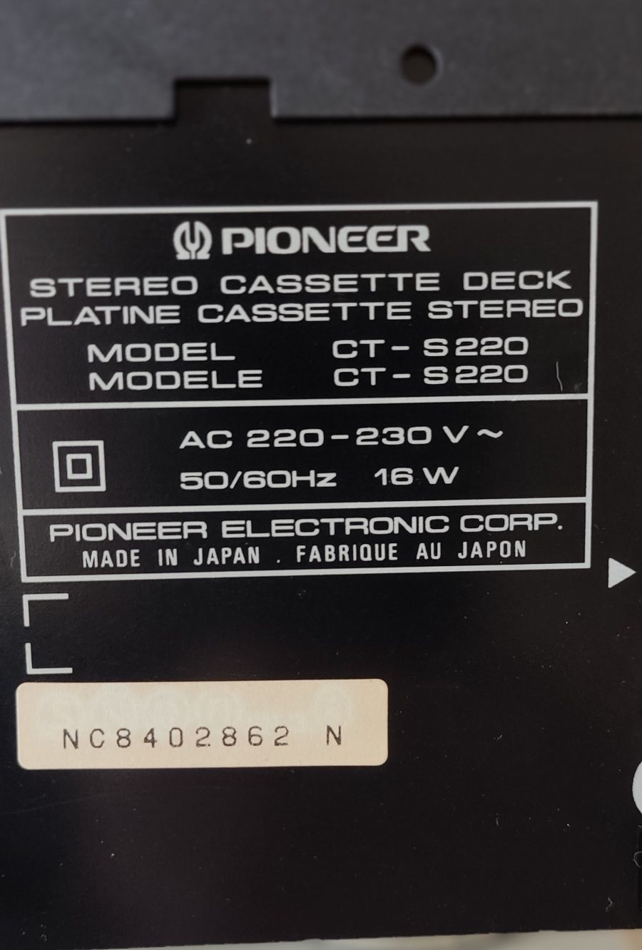 Deck Pioneer Ct S220