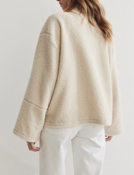 Светр молочний бежевий h&m зіп тедді