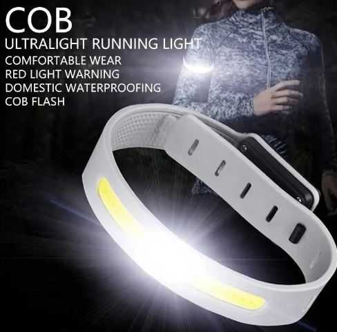 Opaska LED COB - 3 tryby świecenia - światło białe i czerwone - 4szt