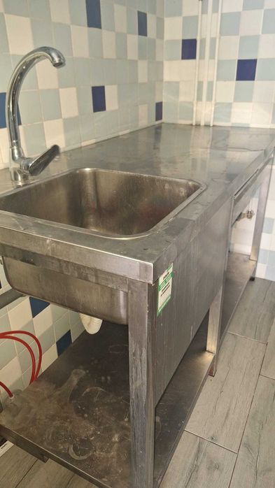 Balcão inox c lavatório 150x65x86