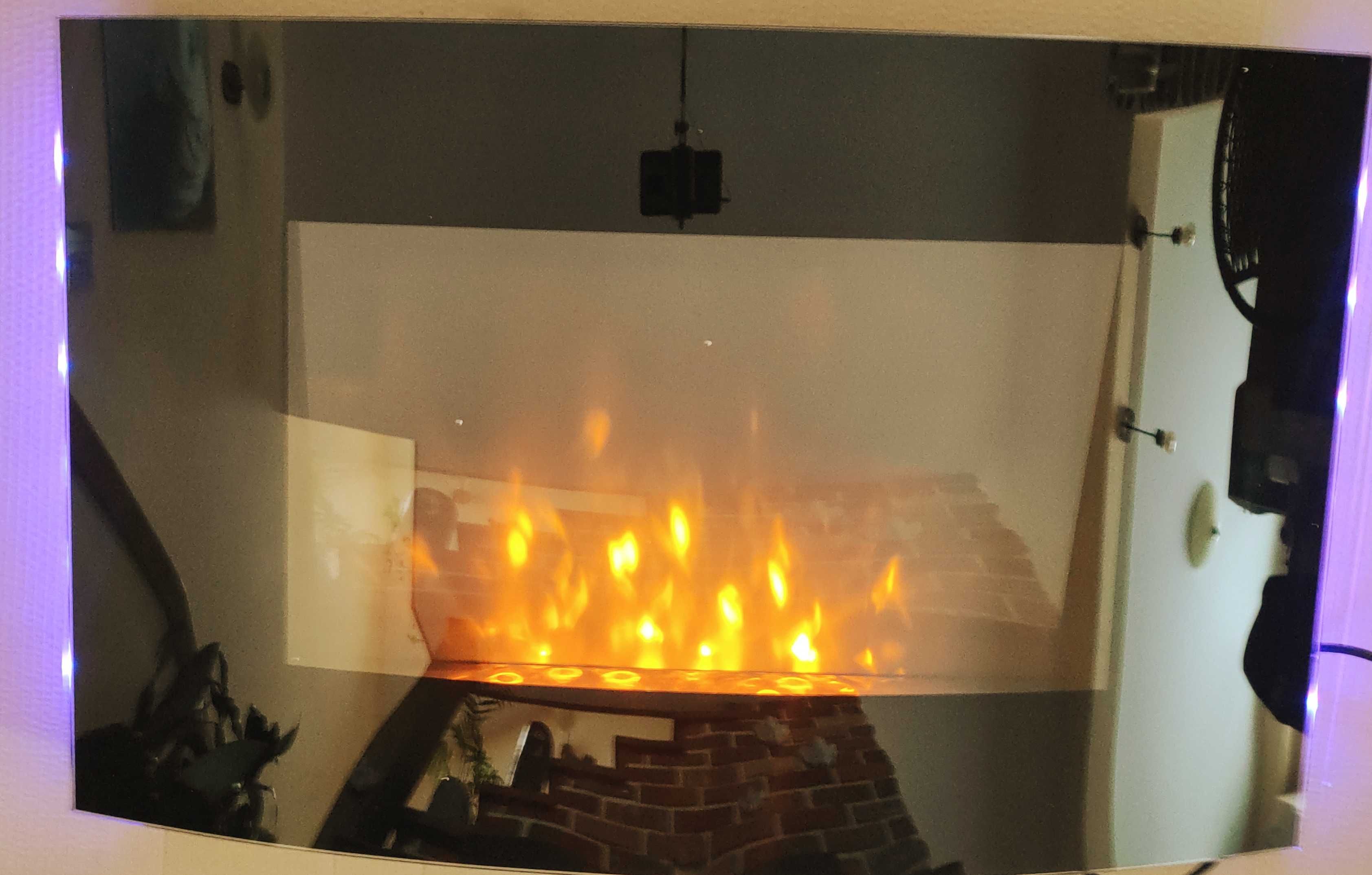 Kominek ścienny grzejnik Klarstein Lausanne czarny 2000W LED PILOT
