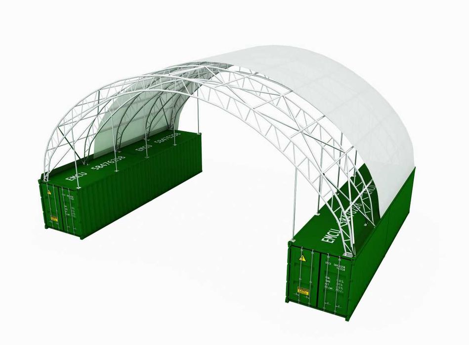 Namiot kontenerowy 18x12 m do kontenera 40 stopowego - podwójne żelazo
