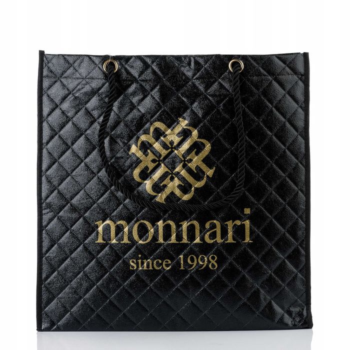 Monnari pakowna torba damska na zakupy shopperka czarna materiałowa!!