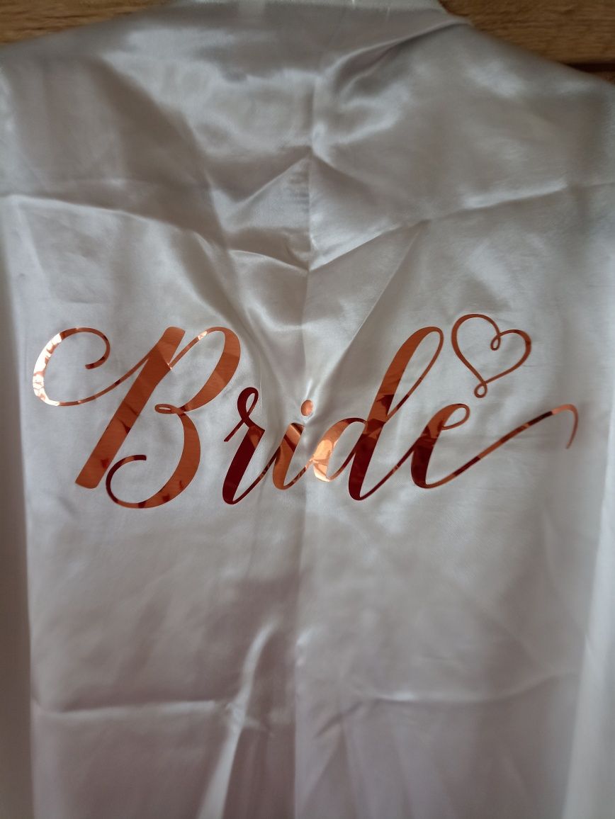 Szlafrok ślubny z napisem Bride rozmiar M