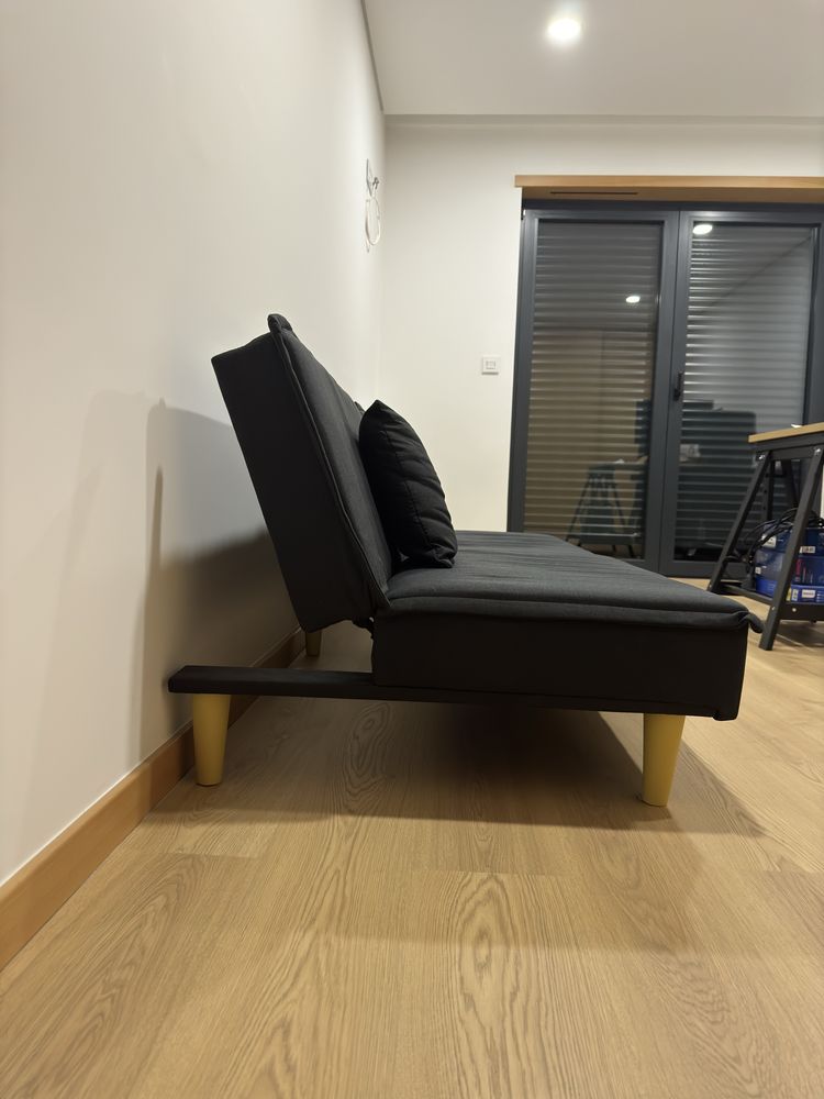 Sofá cama preto tecido vida XL 200 cm vidaxl