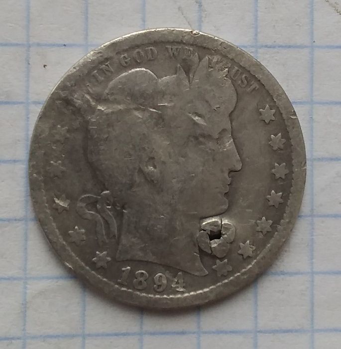 США ¼ доллара 1894 г О
