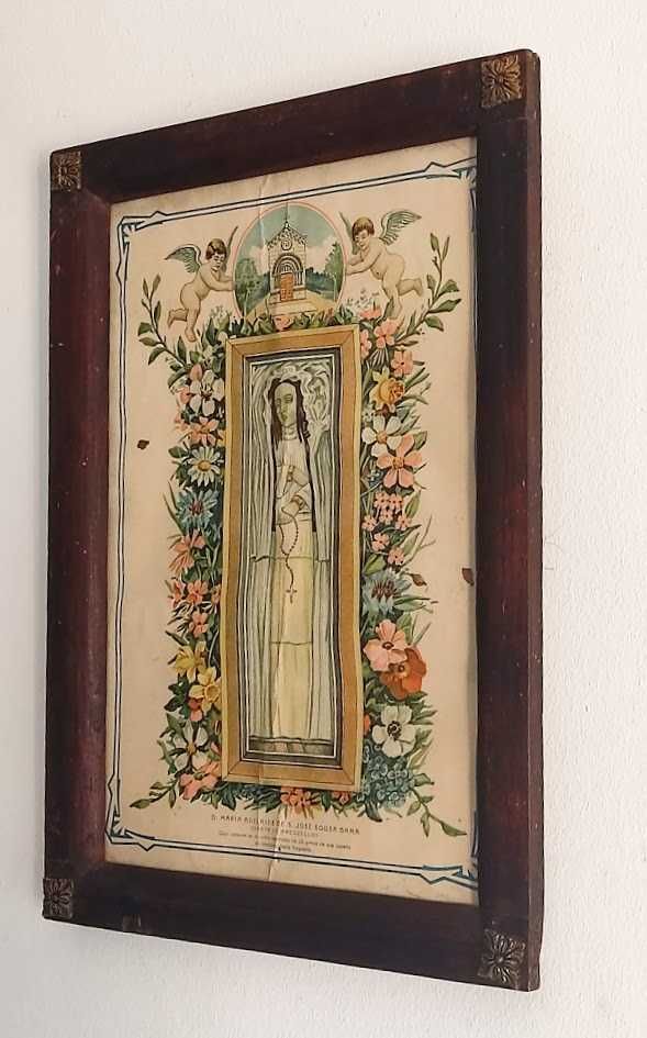 Quadro antigo ilustração Santa Maria Adelaide por São José Sousa Gama
