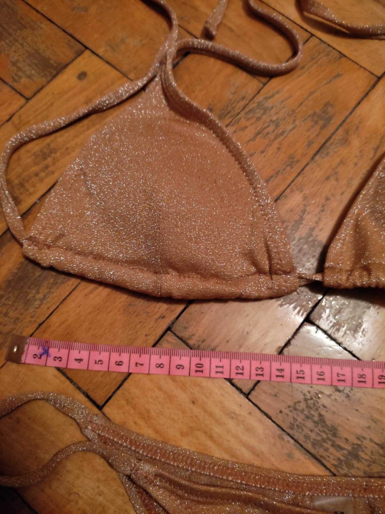 Dwuczęściowy strój kąpielowy bikini złote S 36 stringi