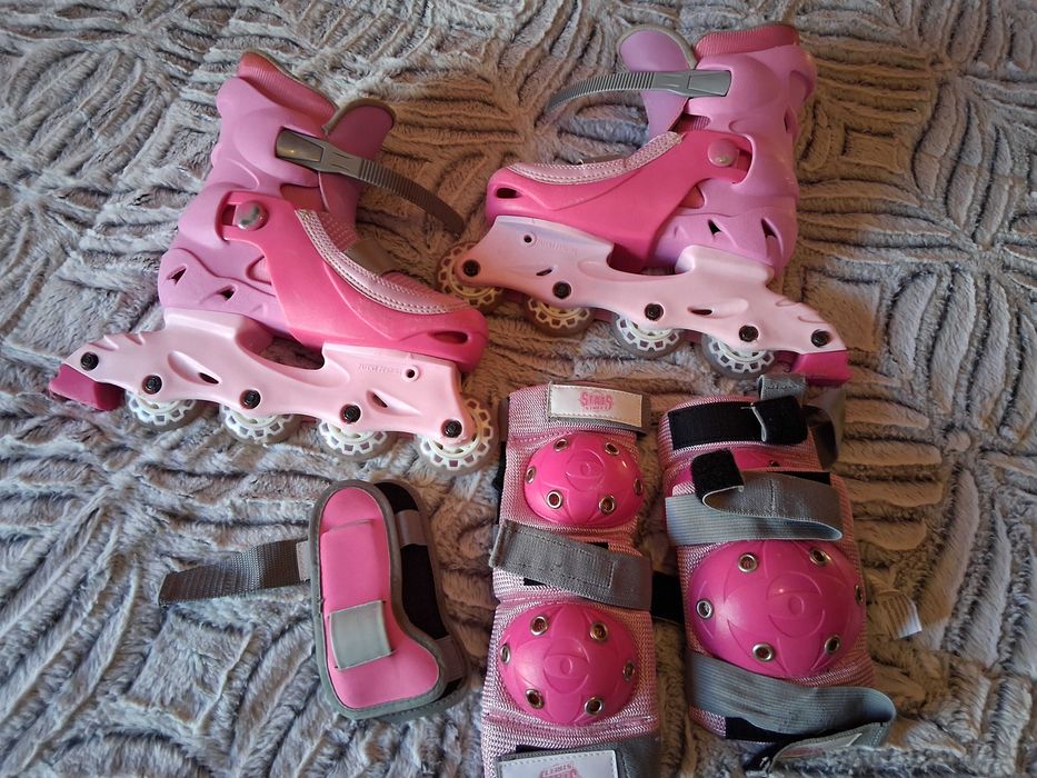 Patins em linha com protecção.