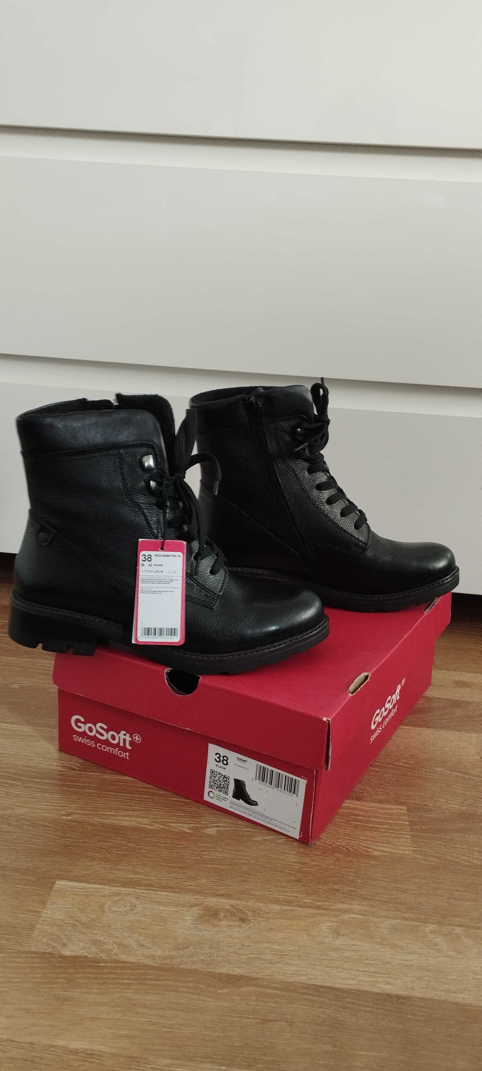 Gosoft trapery botki skórzane 38
