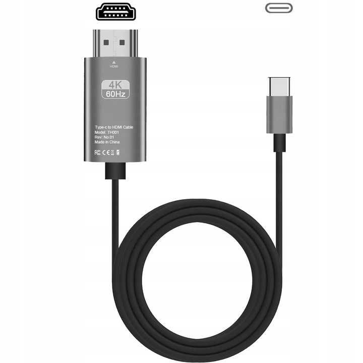 Kabel adapter przejściówka USB-C - HDMI 4K 2m do TELEFONU i do MacBook