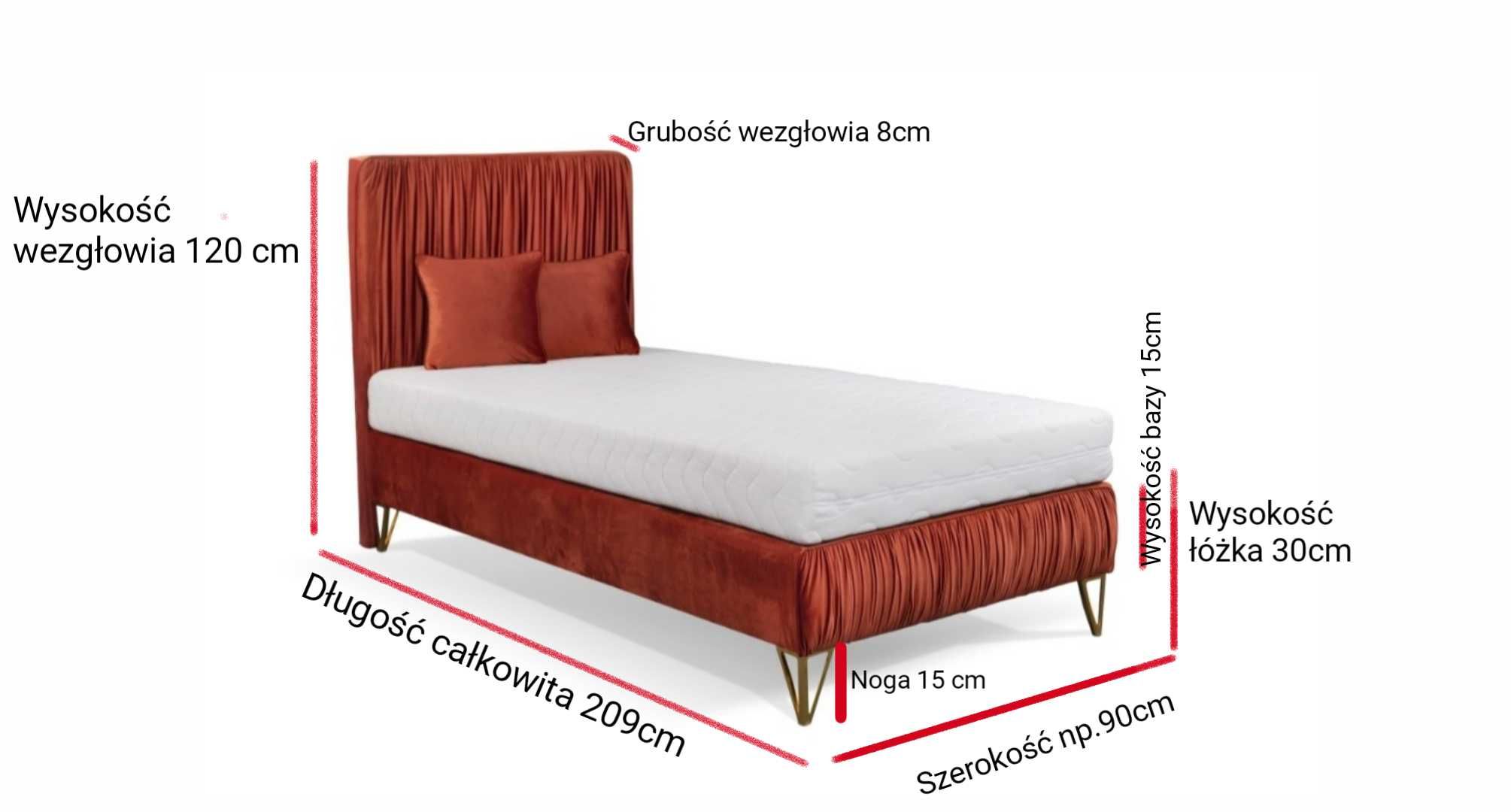 Łóżko tapicerowane Glamour 90x200 cm