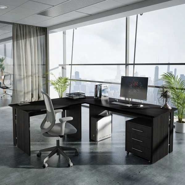 Duże biurko narożne+kontenerek Omega 200x230  Nowe