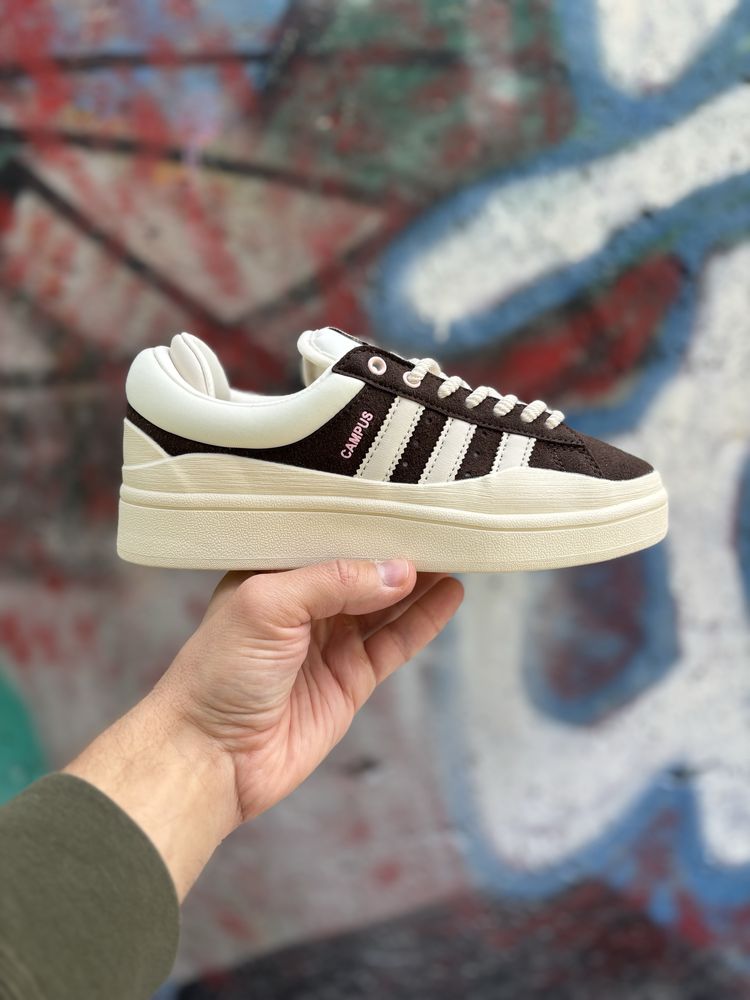 Кроссовки женские Adidas Campus Bad Bunny White Cream Beige Brown