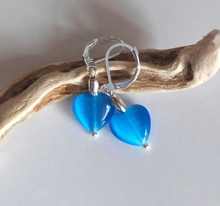 Kolczyki z naturalnym kwarcem kocie oko srebro 925