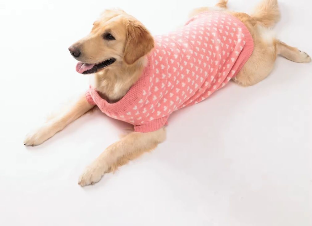 Camisola para cao - cor de rosa com corações
