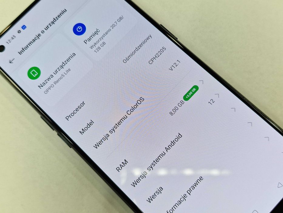 Oppo Reno5 Lite Dual SIM/ 8GB/ 128GB/ Fluid Black/ Grade B+/ Gwarancja