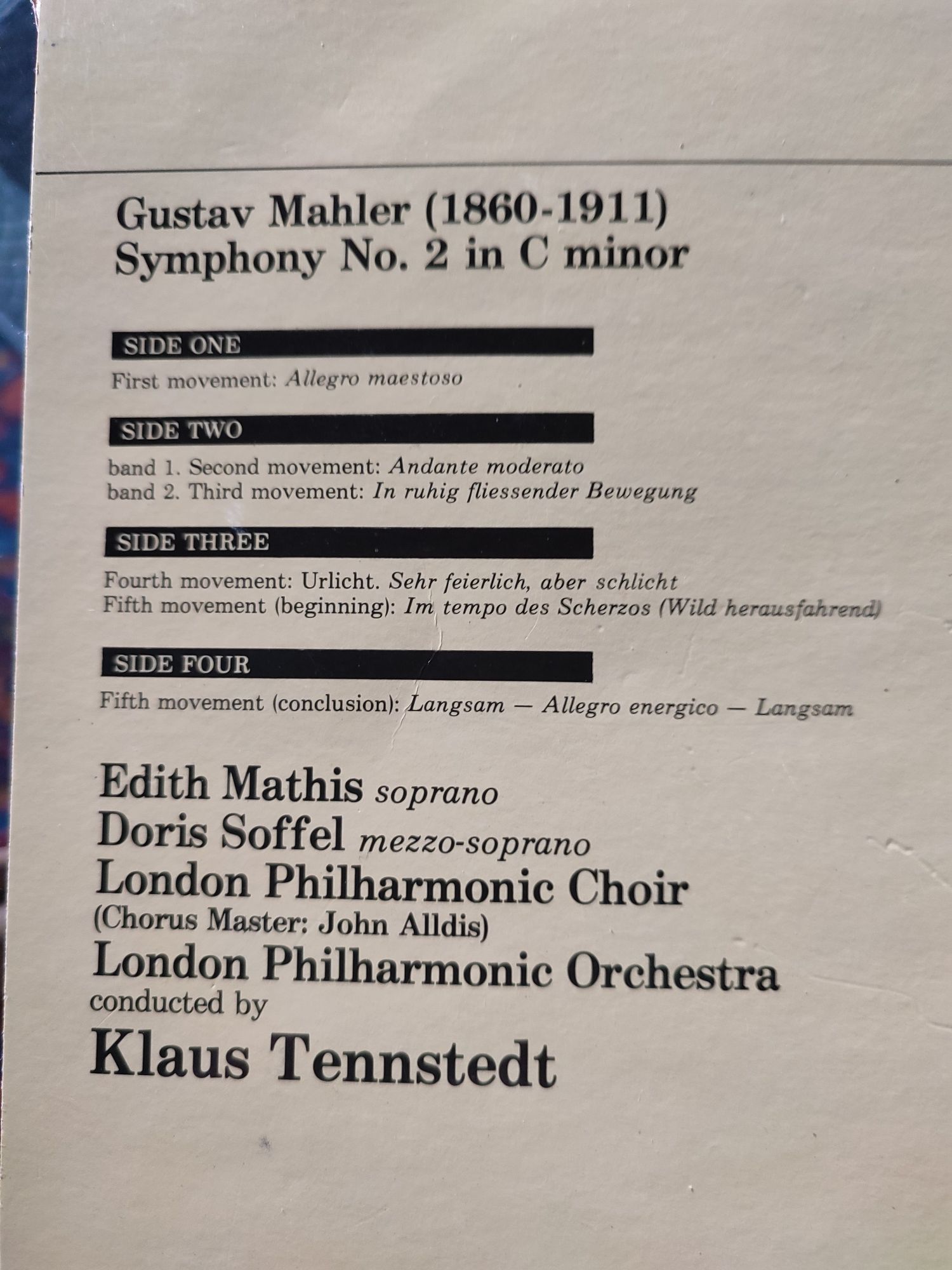 Mahler Symphony Nr 2, Resurrection Płyty winylowe komplet 2 sztuki