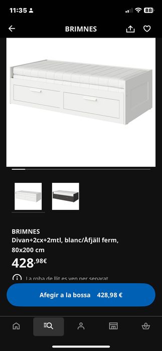 Cama individual doble 8x200