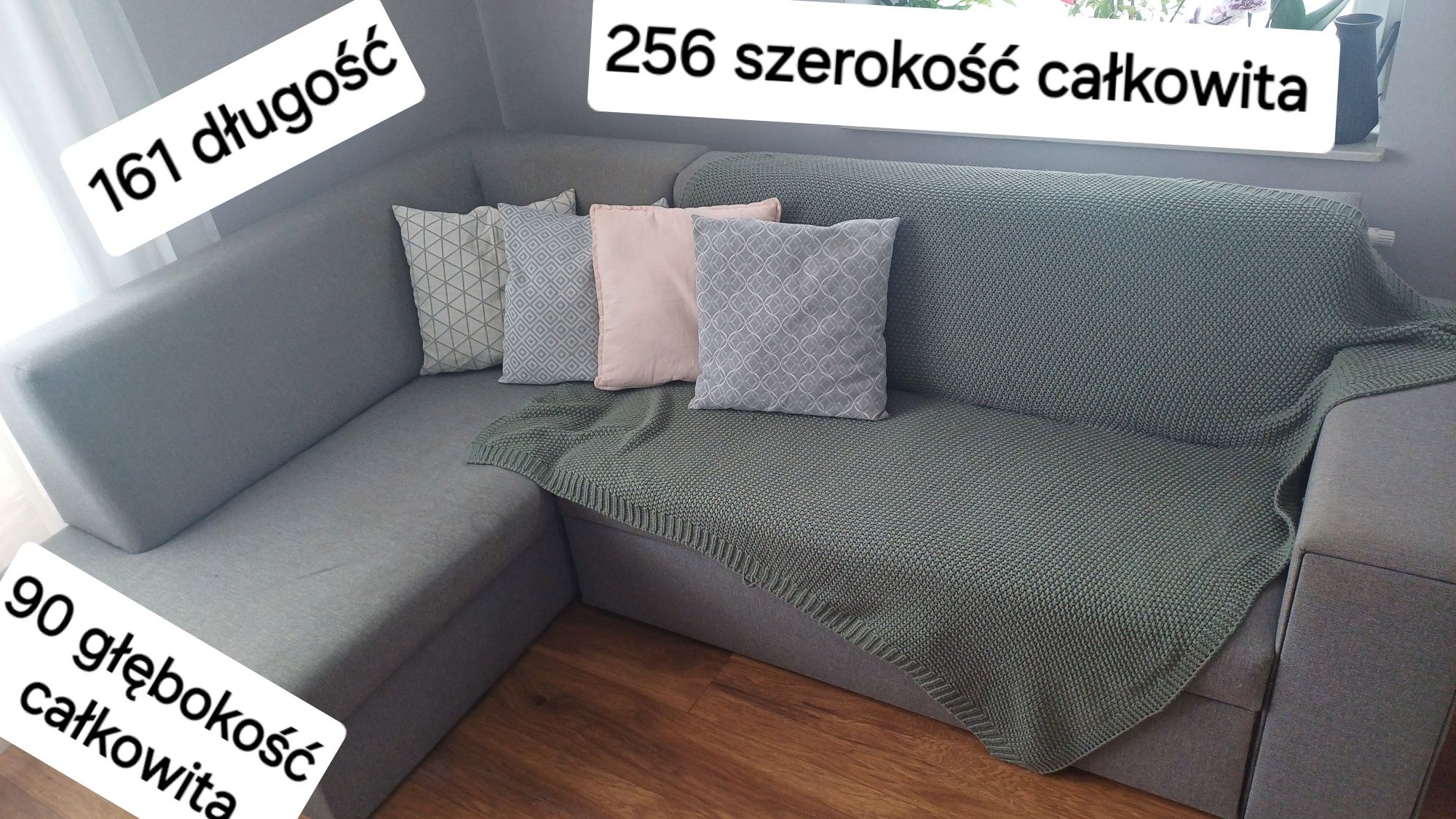Duzy narożnik z funkcją spania, cargo i pojemnikiem na pościel