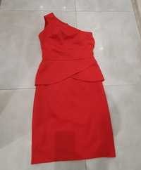 Czerwona sukienka na jedno ramię 38 M studniówka impreza wesele