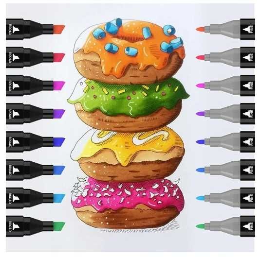 MARKERY ALKOHOLOWE 168 SZT Mazaki Pisaki Dwustronne Pro + TORBA