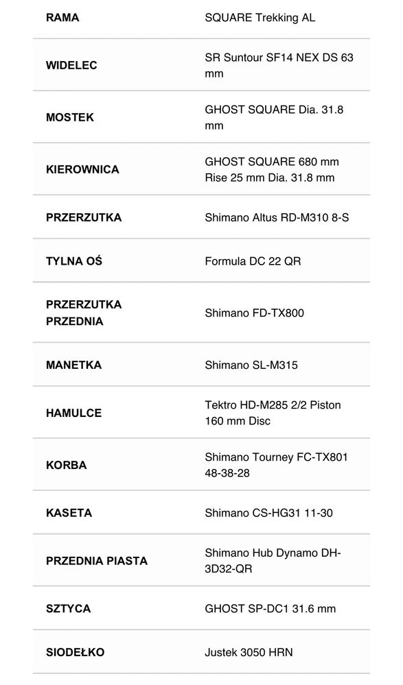 Rower Ghost  Square TREKKING 2.8 AL
