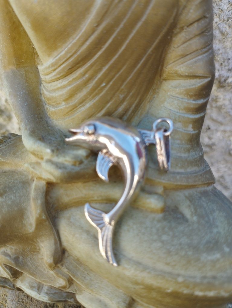 Pingente, pendente, amuleto. Golfinho. Peixe .Prata 925