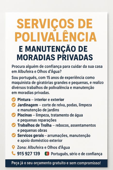 Vários serviços interiores, exteriores