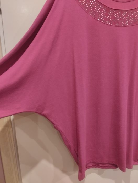 Sweterek typu nietoperz roz. L-XXL