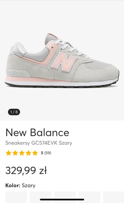Rożowo szare skorzane sneakersy new balance 500 25cm rozmiar 39,5/40