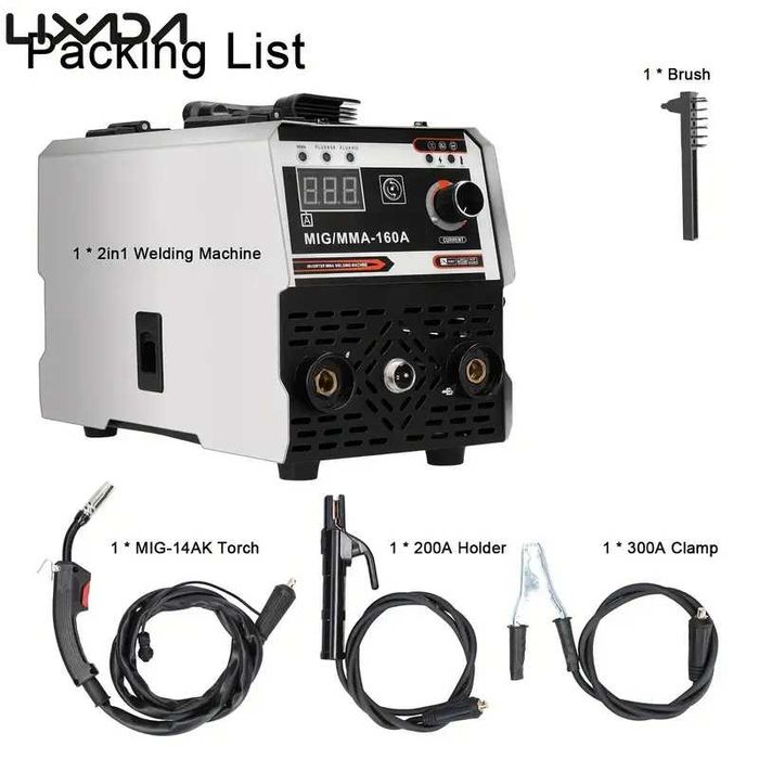 F1309 Máquina soldar 160A MIG 2 Em 1,Soldador MIG  Display Digital LED