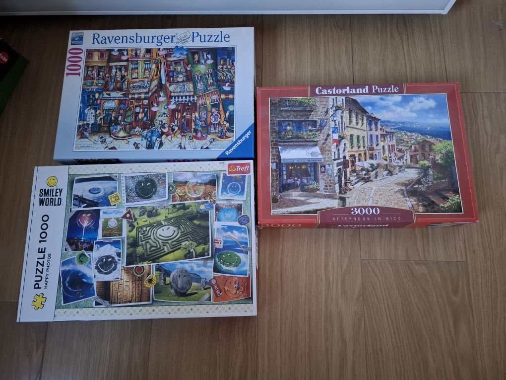 Puzzle 3 opakowania -ravensburger 1000el, castorlanf 3000 el, trefl 10