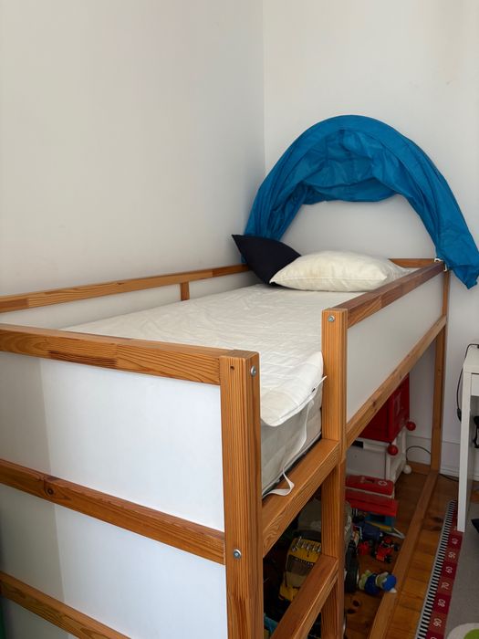 Cama reversível branco/pinho