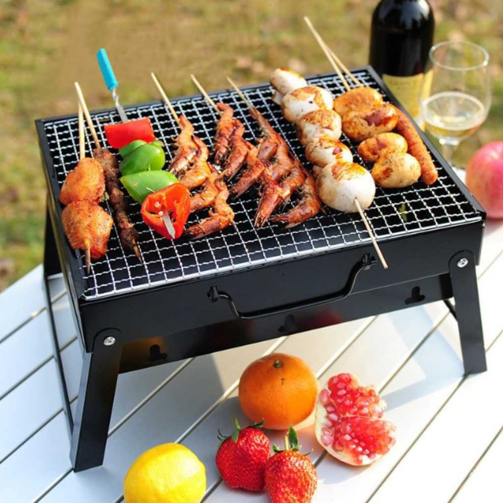 Grill Turystyczny Węglowy Składany Przenośny Walizka Kemping  Wachlarz