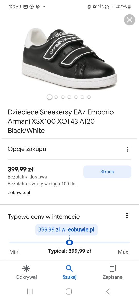 Sneakersy EA7 Armani r. 30