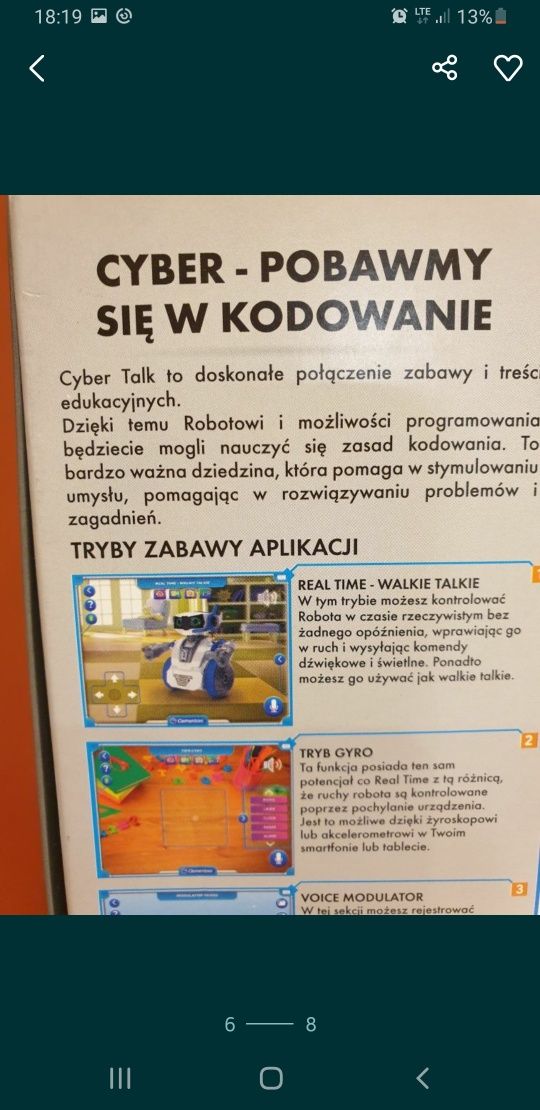 Zabawka naukowa Cyber talk ROBOT programowalny