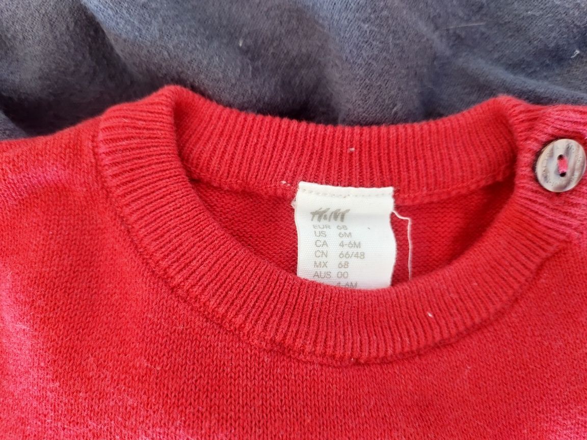 Bawełniany świąteczny sweterek H&M rozm 68. Jak NOWY!