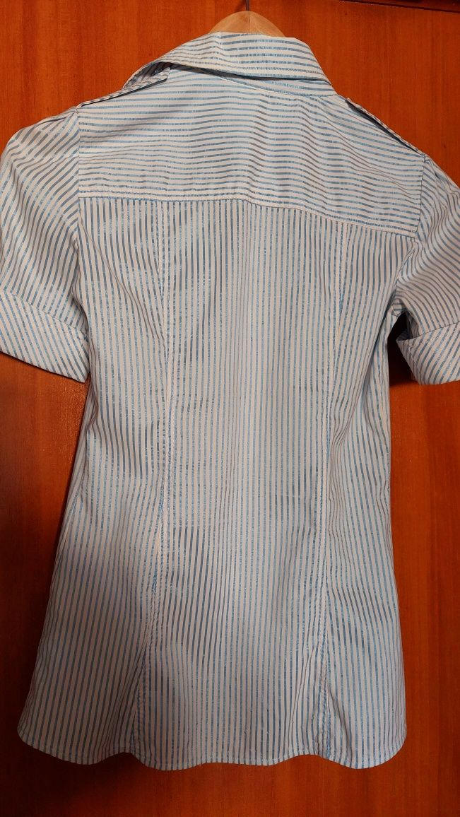 Camisa riscas azul claro Zara XS manga curta