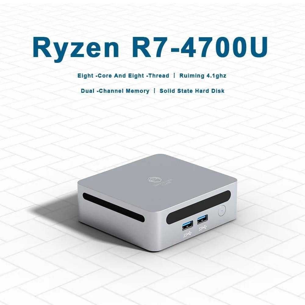GenMachine Mini PC AMD Ryzen7 4700U CPU 4.1GHz DDR4-16 SSD-256