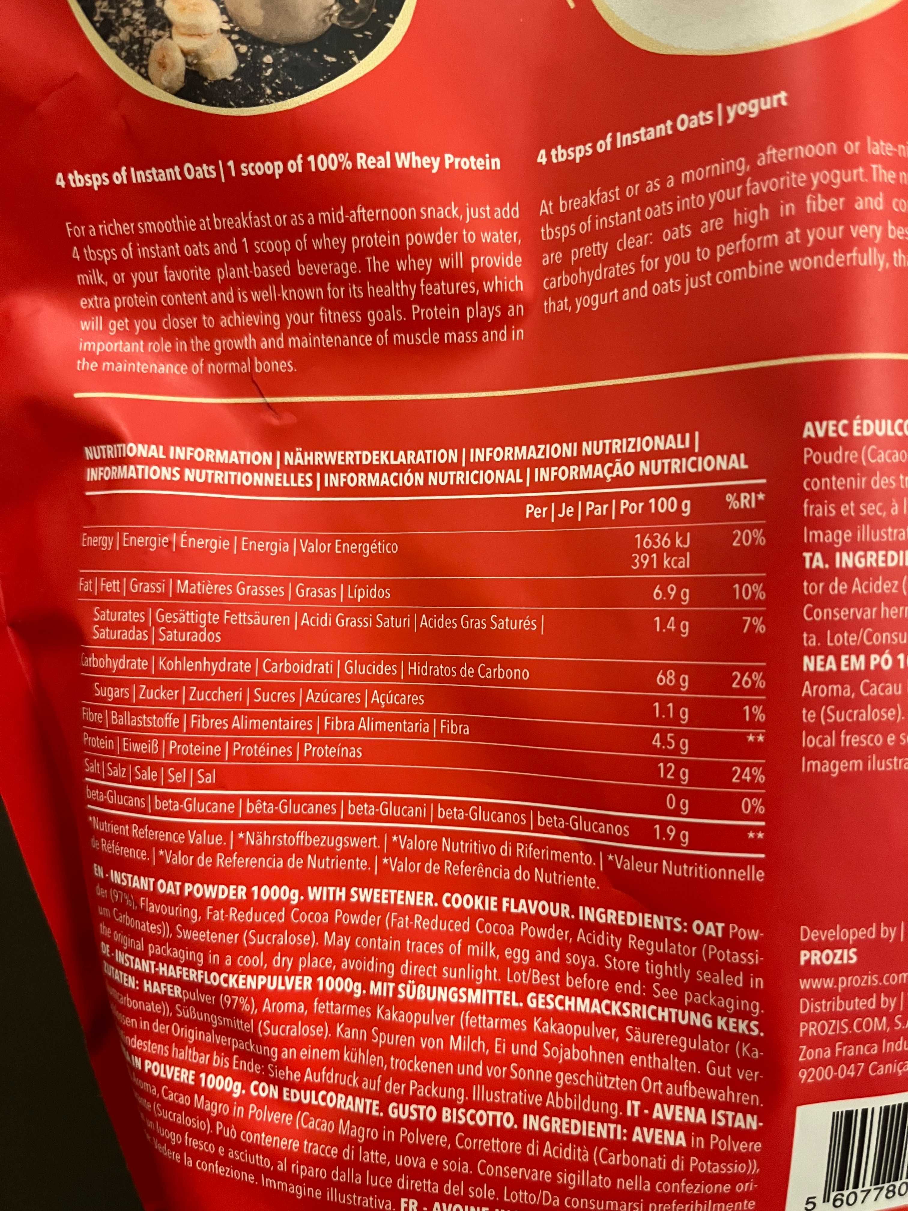 Aveia Instantânea Cookie PROZIS 1000g