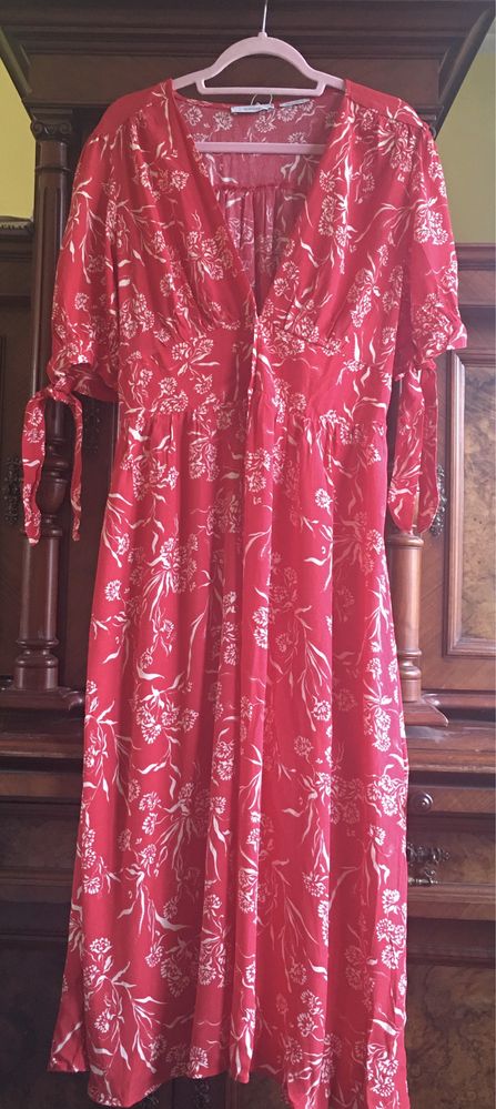 Sukienka midi czerwona wiskoza XL