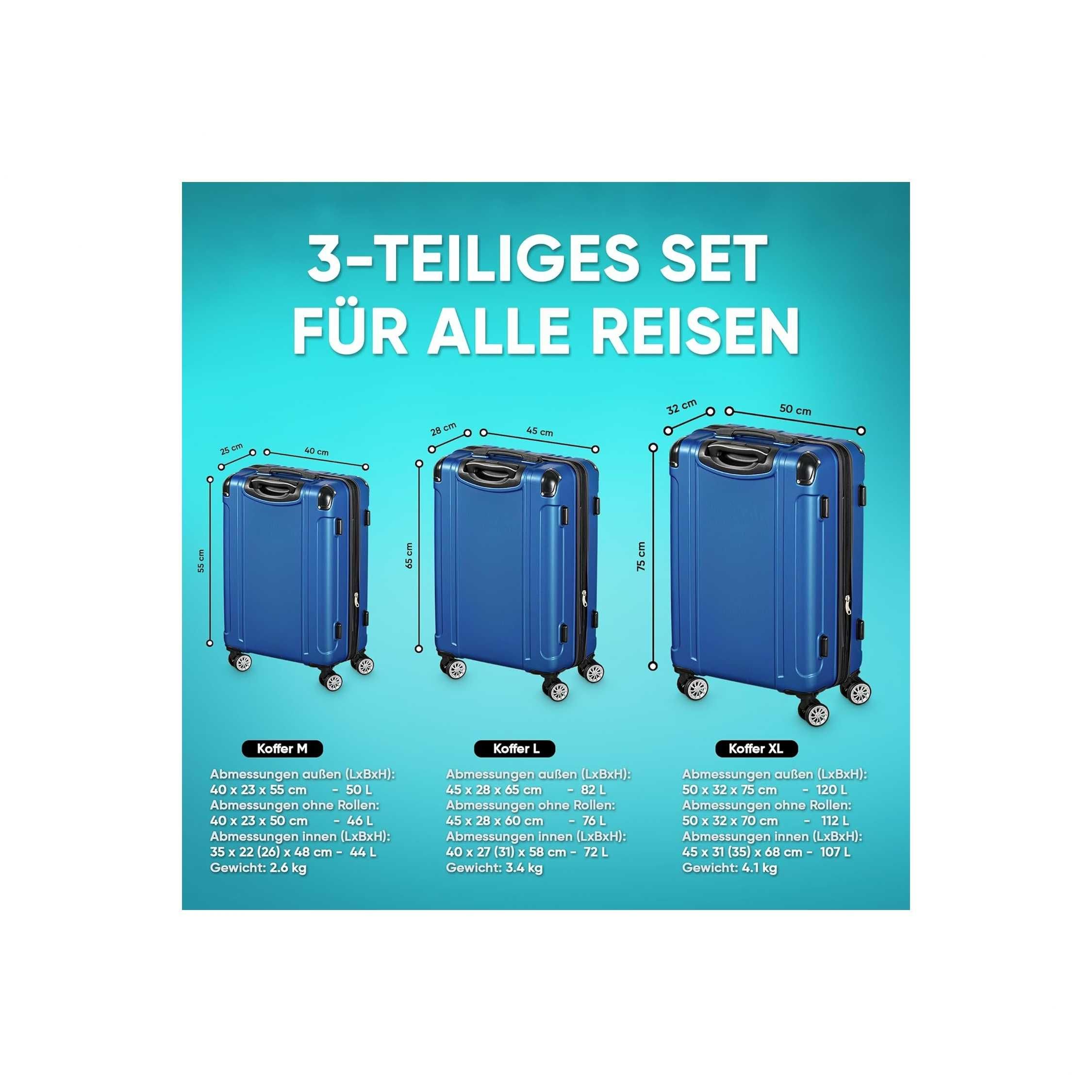 walizka madrid de 3-częściowy zestaw walizek podróżnych twarda obudowa